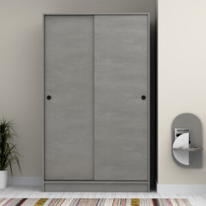 Ντουλάπα ρούχων Regio Megapap δίφυλλη συρόμενη χρώμα γκρι σκυροδέματος 120x60x200εκ.