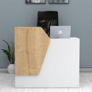 Γραφείο υποδοχής - reception Merlin Megapap χρώμα λευκό - φυσικό οξιάς 110x50x101,8εκ.