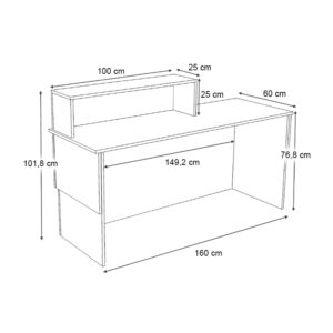 Γραφείο υποδοχής - reception Dustin Megapap χρώμα ανθρακί - φυσικό οξιάς 160x60x101,8εκ.