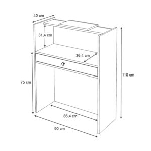 Γραφείο υποδοχής - reception Mezzo Megapap χρώμα λευκό 90x40x110εκ.