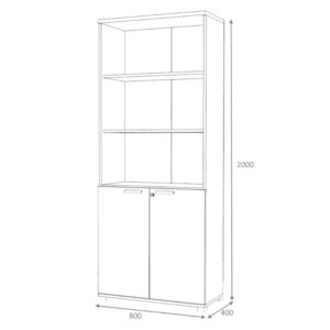 Βιβλιοθήκη γραφείου με κλειδαριά επαγγελματική Venturo Megapap χρώμα ανθρακί - φυσικό οξιάς 80x40x200εκ.