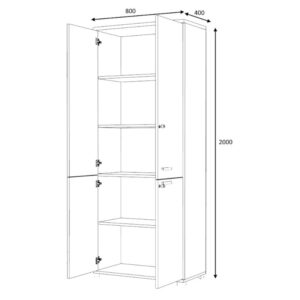 Ντουλάπα γραφείου με κλειδαριά επαγγελματική Venturo Megapap χρώμα ανθρακί - φυσικό οξιάς 80x40x200εκ.