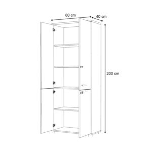 Ντουλάπα γραφείου με κλειδαριά επαγγελματική Venturo Megapap χρώμα ανθρακί - καρυδί 80x40x200εκ.