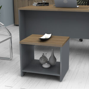 Τραπεζάκι γραφείου επαγγελματικό Venturo Megapap χρώμα ανθρακί - καρυδί 60x60x45εκ.