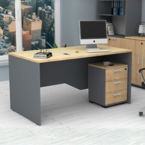 Συρταριέρα γραφείου με κλειδαριά επαγγελματική Venturo Megapap χρώμα ανθρακί - φυσικό οξιάς 39x40x57εκ.