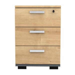 Συρταριέρα γραφείου με κλειδαριά επαγγελματική Venturo Megapap χρώμα ανθρακί - φυσικό οξιάς 39x40x57εκ.