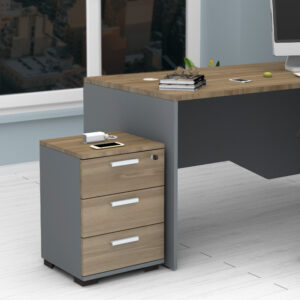 Συρταριέρα γραφείου με κλειδαριά επαγγελματική Venturo Megapap χρώμα ανθρακί - καρυδί 39x40x57εκ.