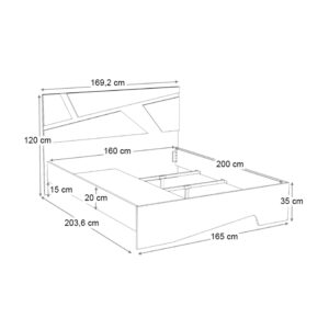 Κρεβάτι Efes Megapap χρώμα γκρι σκυροδέματος 160x200εκ.