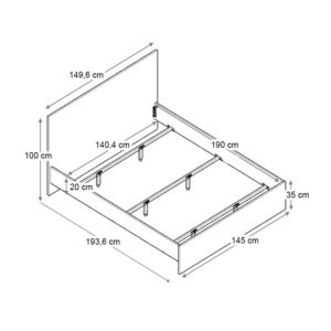Κρεβάτι Troy Megapap χρώμα γκρι σκυροδέματος 140x190εκ.