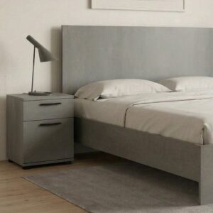 Κρεβάτι Troy Megapap χρώμα γκρι σκυροδέματος 150x200εκ.