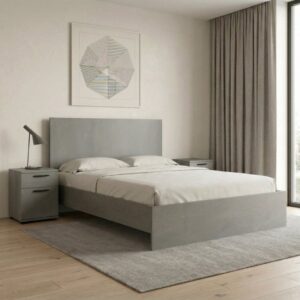 Κρεβάτι Troy Megapap χρώμα γκρι σκυροδέματος 150x200εκ.