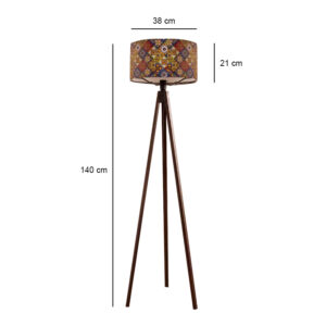 Φωτιστικό δαπέδου Rosling Megapap Mdf/ύφασμα Pvc χρώμα καρυδί - πολύχρωμο 38x38x140εκ.