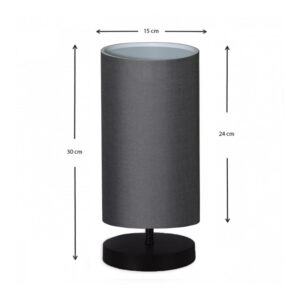 Φωτιστικό επιτραπέζιο Winkler Megapap ύφασμα/ξύλο/μέταλλο χρώμα ανθρακί/μαύρο 15x24x30εκ.