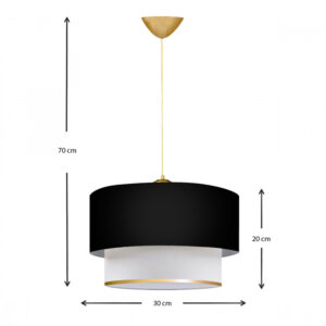 Φωτιστικό οροφής Barnhart Megapap υφασμάτινο μονόφωτο χρώμα μαύρο/χρυσό 30x20x70εκ.