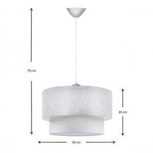 Φωτιστικό οροφής Barnhart Megapap υφασμάτινο μονόφωτο χρώμα λευκό 30x30x70εκ.