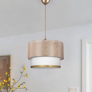 Φωτιστικό οροφής Barnhart Megapap υφασμάτινο μονόφωτο χρώμα χρυσό/κρεμ 30x20x70εκ.