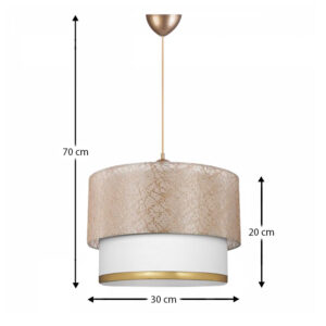 Φωτιστικό οροφής Barnhart Megapap υφασμάτινο μονόφωτο χρώμα χρυσό/κρεμ 30x20x70εκ.