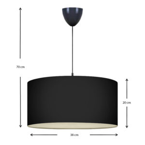 Φωτιστικό οροφής Monahan Megapap υφασμάτινο μονόφωτο χρώμα μαύρο 38x21x70εκ.