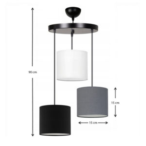 Φωτιστικό οροφής Rosie Megapap υφασμάτινο τρίφωτο χρώμα γκρι/μαύρο 15x15x90εκ.