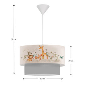 Φωτιστικό οροφής Goofy Megapap υφασμάτινο μονόφωτο με χαριτωμένα ζωάκια 30x20x70εκ.