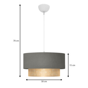 Φωτιστικό οροφής Lucifer Megapap E27 υφασμάτινο μονόφωτο χρώμα γκρι 30x15x70εκ.