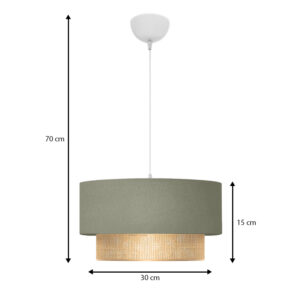 Φωτιστικό οροφής Lucifer Megapap E27 υφασμάτινο μονόφωτο χρώμα παστέλ πράσινο 30x15x70εκ.