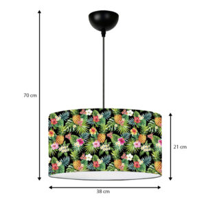 Φωτιστικό οροφής Alamea Megapap E27 υφασμάτινο μονόφωτο πολύχρωμο floral Φ38x70εκ.