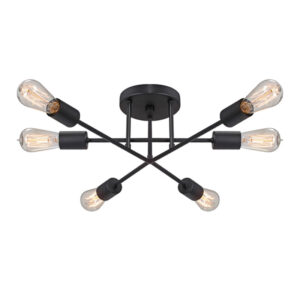 Φωτιστικό οροφής Helga Megapap E27 μεταλλικό εξάφωτο χρώμα μαύρο 50x12x20εκ.