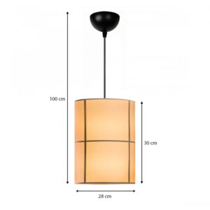 Φωτιστικό οροφής Strip Megapap E27 υφασμάτινο μονόφωτο χρώμα κρεμ Φ28x100εκ.