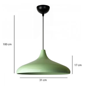 Φωτιστικό οροφής Lela Megapap E27 μεταλλικό μονόφωτο χρώμα μέντα Ø31x100εκ.