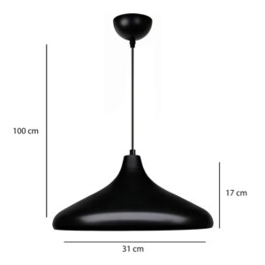 Φωτιστικό οροφής Lela Megapap E27 μεταλλικό μονόφωτο χρώμα μαύρο Ø31x100εκ.