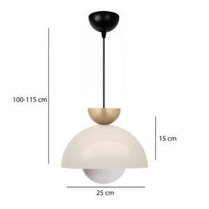 Φωτιστικό οροφής Marilia Megapap E27 μεταλλικό μονόφωτο χρώμα λευκό Ø25x115εκ.