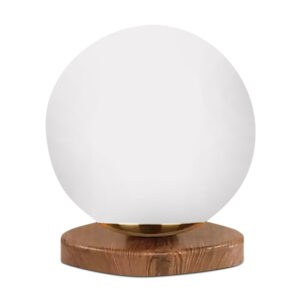 Φωτιστικό επιτραπέζιο Onda Megapap E27 ξύλινο -  γυάλινο χρώμα φυσικό - λευκό Ø15x22εκ.