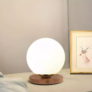 Φωτιστικό επιτραπέζιο Onda Megapap E27 ξύλινο - γυάλινο χρώμα φυσικό - λευκό Ø15x22εκ.