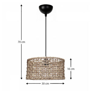 Φωτιστικό οροφής Montela Megapap E27 από σχοινί μονόφωτο χρώμα φυσικό Ø30x70εκ.