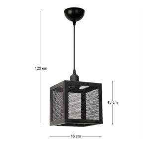 Φωτιστικό οροφής Kivo Megapap E27 μεταλλικό μονόφωτο χρώμα μαύρο 16x16x120εκ.