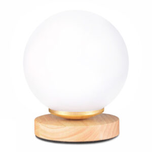 Φωτιστικό επιτραπέζιο Luma Megapap E27 ξύλινο -  γυάλινο χρώμα φυσικό - λευκό Ø12x18εκ.