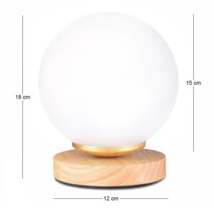 Φωτιστικό επιτραπέζιο Luma Megapap E27 ξύλινο - γυάλινο χρώμα φυσικό - λευκό Ø12x18εκ.
