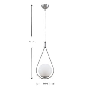 Φωτιστικό οροφής Shemesh Megapap E27 μεταλλικό μονόφωτο χρώμα ασημί 20x20x85εκ.