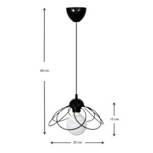 Φωτιστικό οροφής Zufash Megapap E14 μεταλλικό μονόφωτο χρώμα μαύρο 25x25x60εκ.
