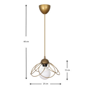 Φωτιστικό οροφής Zufash Megapap E14 μεταλλικό μονόφωτο χρώμα χρυσό 25x25x60εκ.