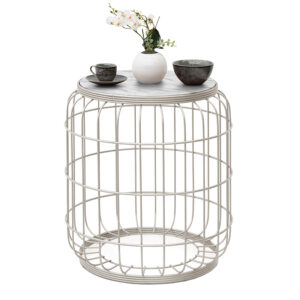 Σκαμπώ - Τραπεζάκι βοηθητικό Muller Megapap μεταλλικό - Mdf χρώμα λευκό 35x35x47εκ.