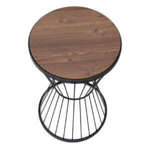 Τραπεζάκι βοηθητικό Hoffman Megapap μεταλλικό - Mdf χρώμα μαύρο - καρυδί 35x35x58εκ.