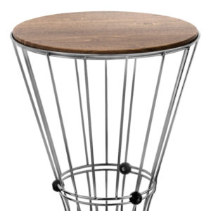 Τραπεζάκι βοηθητικό Girene Megapap μεταλλικό - Mdf χρώμα ασημί - καρυδί 32x32x58εκ.