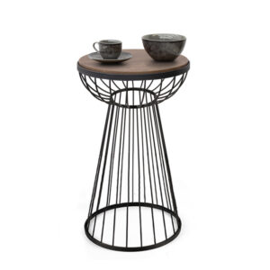 Τραπεζάκι βοηθητικό Mantare Megapap μεταλλικό - Mdf χρώμα μαύρο - καρυδί 35x35x58εκ.