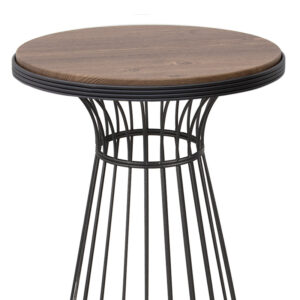 Τραπεζάκι βοηθητικό Tekosi Megapap μεταλλικό - Mdf χρώμα μαύρο - καρυδί 35x35x58εκ.