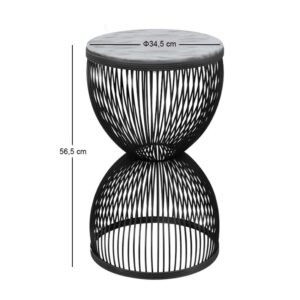 Τραπεζάκι βοηθητικό Stella Megapap μεταλλικό - Mdf χρώμα μαύρο - λευκό εφέ μαρμάρου Ø34,5x56,5εκ.