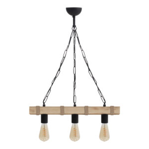 Φωτιστικό οροφής Vero Megapap E27 ξύλινο τρίφωτο χρώμα φυσικό 50x8x65εκ.