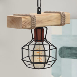 Φωτιστικό οροφής Lumenia Megapap E27 ξύλινο - μεταλλικό μονόφωτο χρώμα φυσικό - μαύρο 25x14x80εκ.