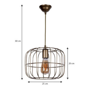 Φωτιστικό οροφής Cassie Megapap E27 μεταλλικό μονόφωτο χρώμα χρυσό Ø25x60εκ.